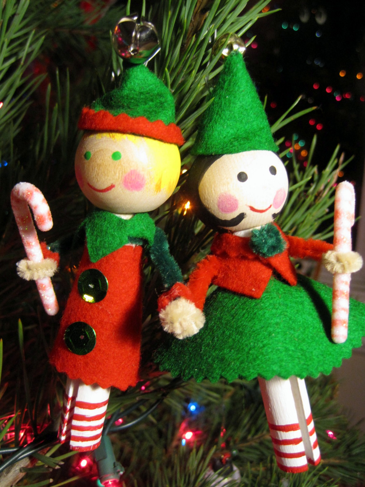 Holiday gift box set of 3 Christmas decorations DIY wooden bell ornament Peg dolls Nesting dolls Russian peg doll Waldorf toys Wood peg doll